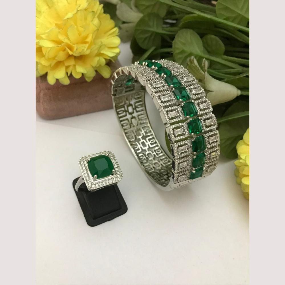 FS Collection Elegant American Diamond Bracelet And Ring Matching Combo Set 