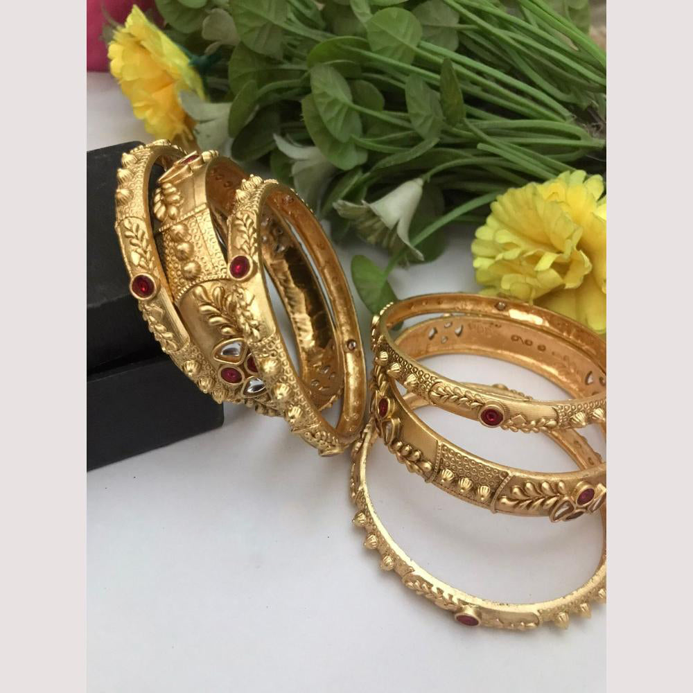 FS Collection Heritage Style Pota Stone Bangles Set