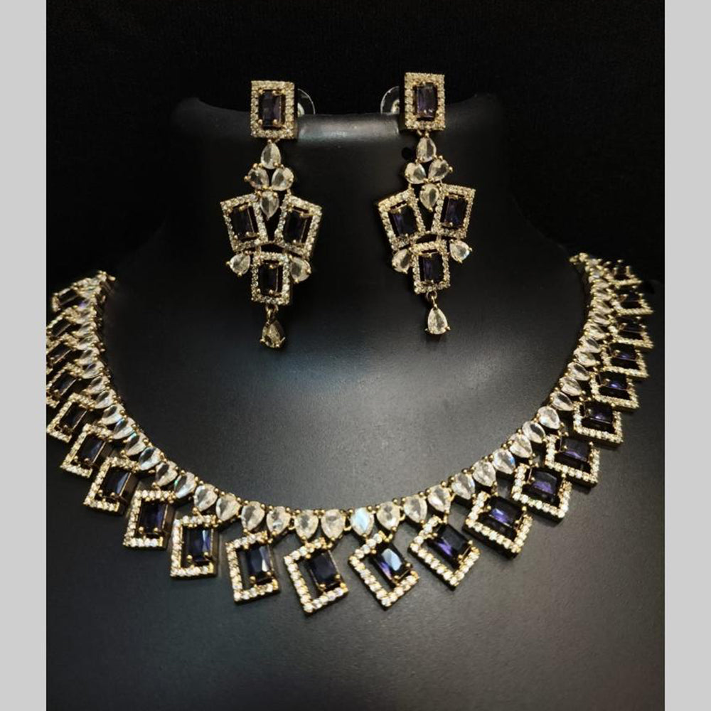 FS Collection Premium American Diamond Statement Necklace Set