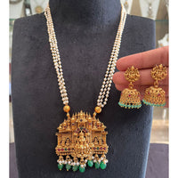 FS Collection Glamorous Pota Stone Pearl And Temple  Necklace Set