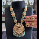 FS Collection Glamorous Pota Stone Pearl And Beads Temple  Necklace Set
