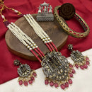 FS Collection Glamorous Pota Stone Pearl And Beads Temple Necklace Set