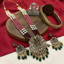 FS Collection Glamorous Pota Stone Pearl And Beads Temple Necklace Set