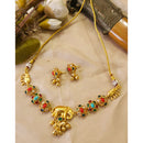 FS Collection Glamorous Pota Stone Elephant Ghungroo Necklace Set