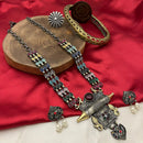 FS Collection Royal 2 Tone Plated Pota Stone Pearl And Long Necklace Set