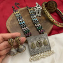 FS Collection Royal 2 Tone Plated Pota Stone Pearl And Long Necklace Set