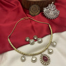 FS Collection Royal 2 Tone Plated Pota Stone Necklace Set