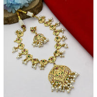 FS Collection Glamorous Pota Stone And Pearl Choker Necklace Set