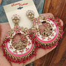 FS Collection Crystal Stone Meenakari Pearl Dangler Earrings