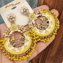 FS Collection Crystal Stone Meenakari Pearl Dangler Earrings