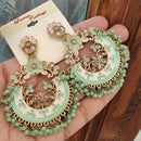 FS Collection Crystal Stone Meenakari Pearl Dangler Earrings
