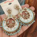 FS Collection Crystal Stone Meenakari Pearl Dangler Earrings