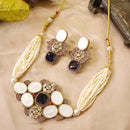 FS Collection Glamorous Pota Stone And Pearl Choker Necklace Set