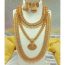 FS Collection Gold Plated Pota Stone Temple Long Necklace Combo Set