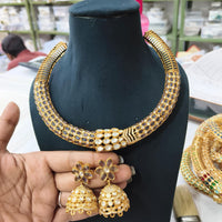 FS Collection Glamorous Pota Stone Choker Necklace Set
