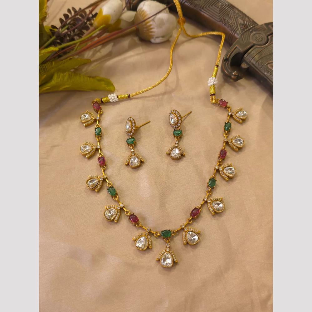 FS Collection Royal Polki Kundan Stone And Pota Stone  Necklace Set
