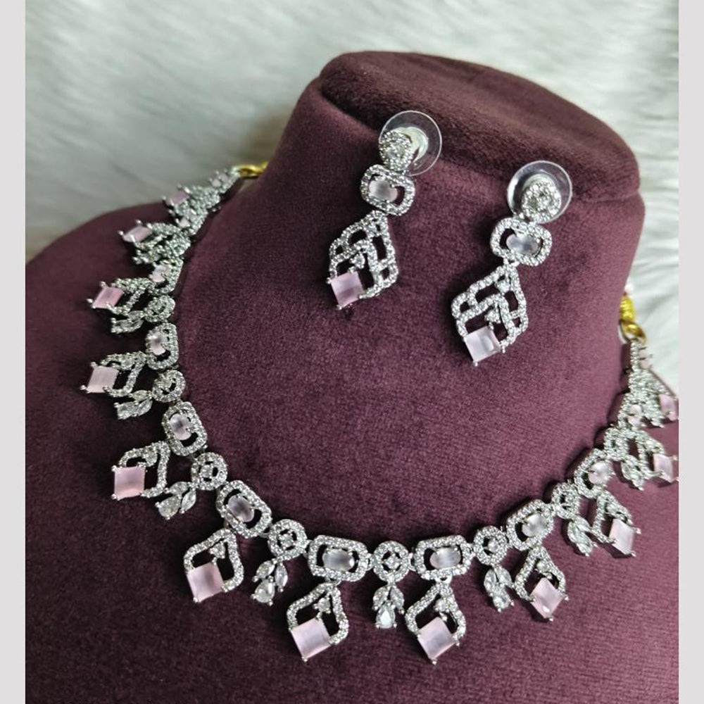 FS Collection Premium Silver Plated Austrian Stone And Crystal Stone Necklace Set