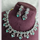 FS Collection Premium Silver Plated Austrian Stone And Crystal Stone Necklace Set