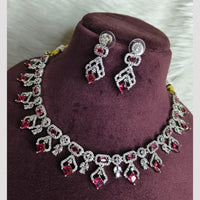 FS Collection Premium Silver Plated Austrian Stone And Crystal Stone Necklace Set