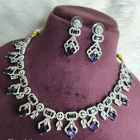 FS Collection Premium Silver Plated Austrian Stone And Crystal Stone Necklace Set