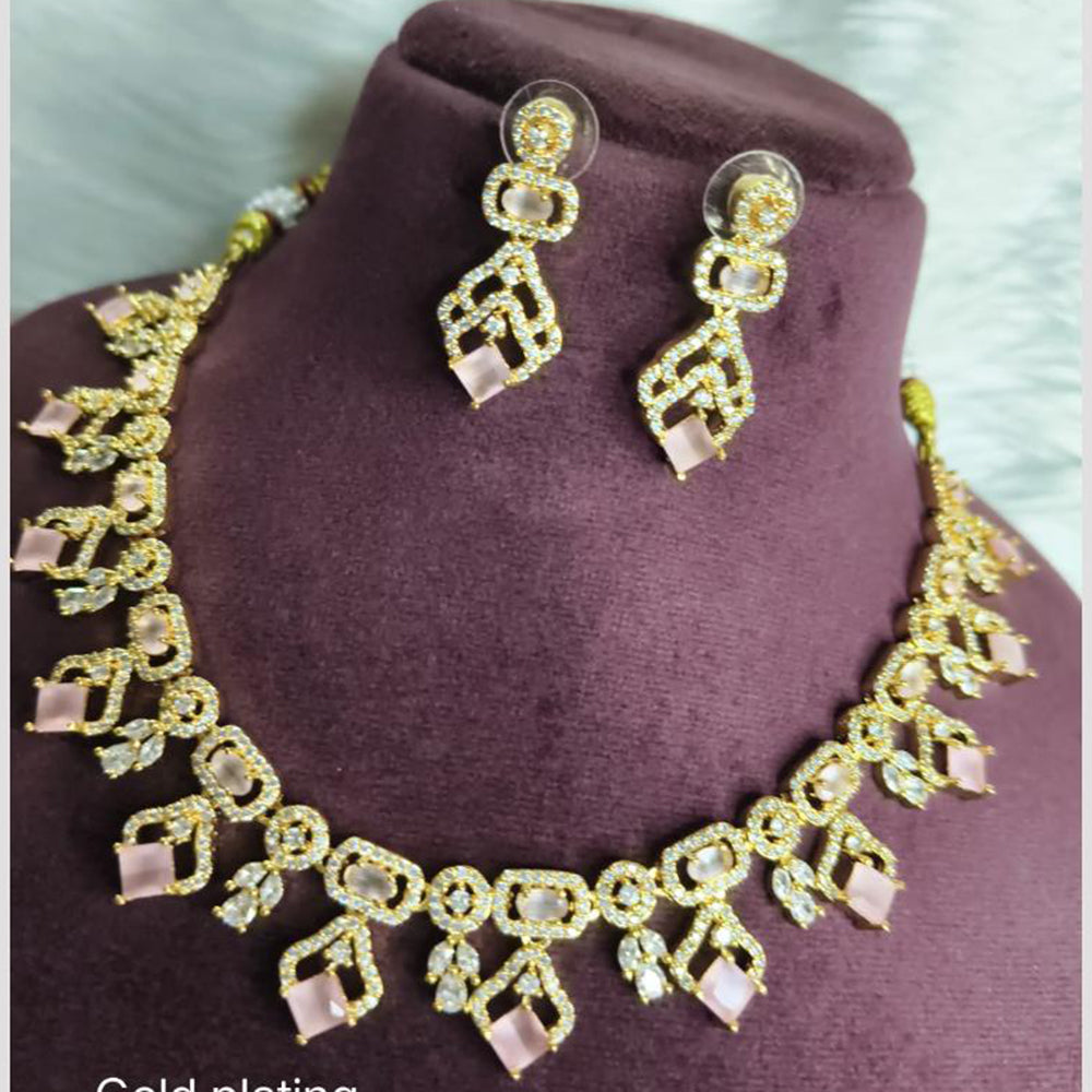 FS Collection Premium Gold Plated Austrian Stone And Crystal Stone Necklace Set