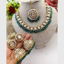 FS Collection Gold Plated Pearl & Mirror Choker Necklace Set