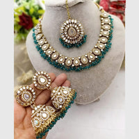 FS Collection Gold Plated Pearl & Mirror Choker Necklace Set