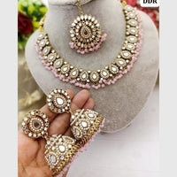 FS Collection Gold Plated Pearl & Mirror Choker Necklace Set
