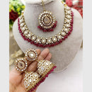 FS Collection Gold Plated Pearl & Mirror Choker Necklace Set