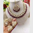 FS Collection Gold Plated Pearl & Mirror Choker Necklace Set