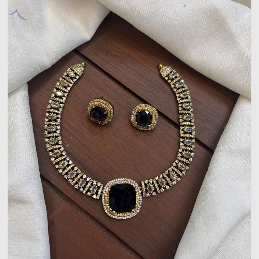 FS Collection Gold Plated AD Stone Choker Necklace Set
