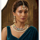 FS Collection Gold Plated Pota & Kundan Stone Choker Necklace Set