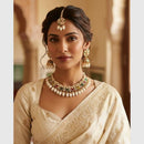 FS Collection Gold Plated Pota & Kundan Stone Choker Necklace Set