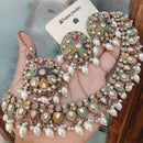 FS Collection Gold Plated Crystal & Pearl  Necklace Set