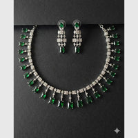 FS Collection Silver  Plated Ad Stone Necklace Set