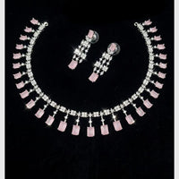 FS Collection Silver  Plated Ad Stone Necklace Set