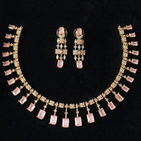 FS Collection Gold Plated Ad Stone Necklace Set
