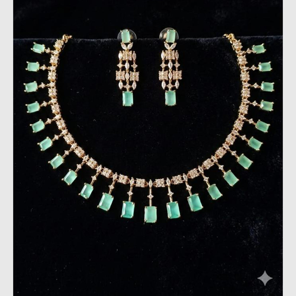 FS Collection Gold Plated Ad Stone Necklace Set