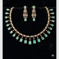 FS Collection Gold Plated Ad Stone Necklace Set