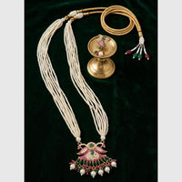 FS Collection Gold Plated Austrian Stone & Pearl Long  Necklace Set