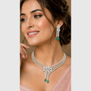FS Collection Silver Plated AD Stone Necklace Set
