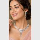 FS Collection Silver Plated AD Stone Necklace Set