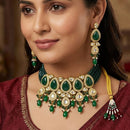 FS Collection Premium Kundan Stone Pearl And Beads Choker Necklace Set for Women