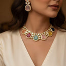 FS Collection Premium Kundan Stone Necklace Set for Women