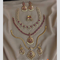 FS Collection Gold Plated American Daimond Combo Necklace Set