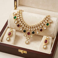 FS Collection Premium Kundan Stone  Necklace Set for Women