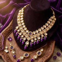 FS Collection Premium Kundan Stone & Beads Necklace Set for Women