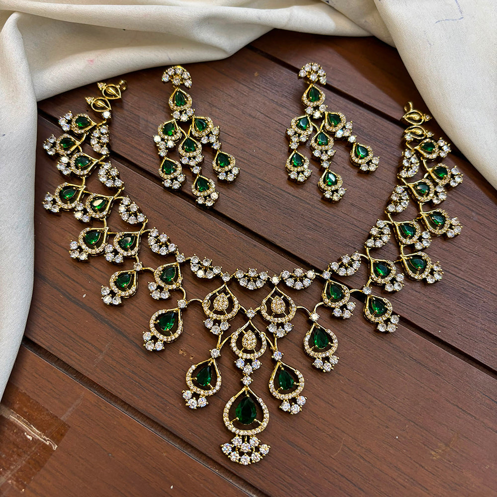 FS Collection Gold Plated AD Stone Necklace Set