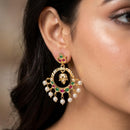 FS Collection Pota Stone And Pearl Designer Dangler Earrings
