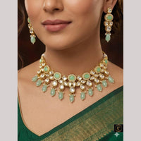 FS Collection Luxury Kundan Stone And Beads Choker Necklace Set